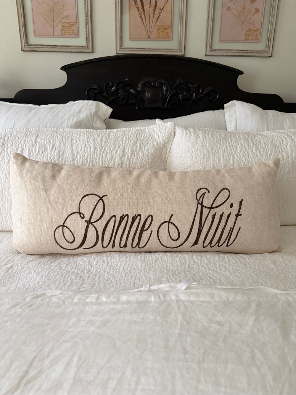 Pottery Barn Bonne Nuit Decorative Lumbar Pillow - Cream 14”x36”